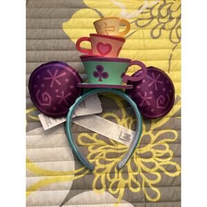 NWT Disney Parks Mickey Mouse: The Main Attraction Mad Tea Party Ear Headband